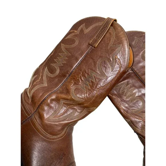 Lucchese 2000 Men Vintage Cowboys Boots Sz 10.5 D Brown Leather Western T3022R4 - Picture 11 of 16